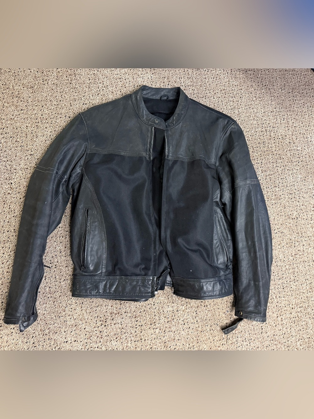 River Road Mens Motorcycle Jacket leather and mesh